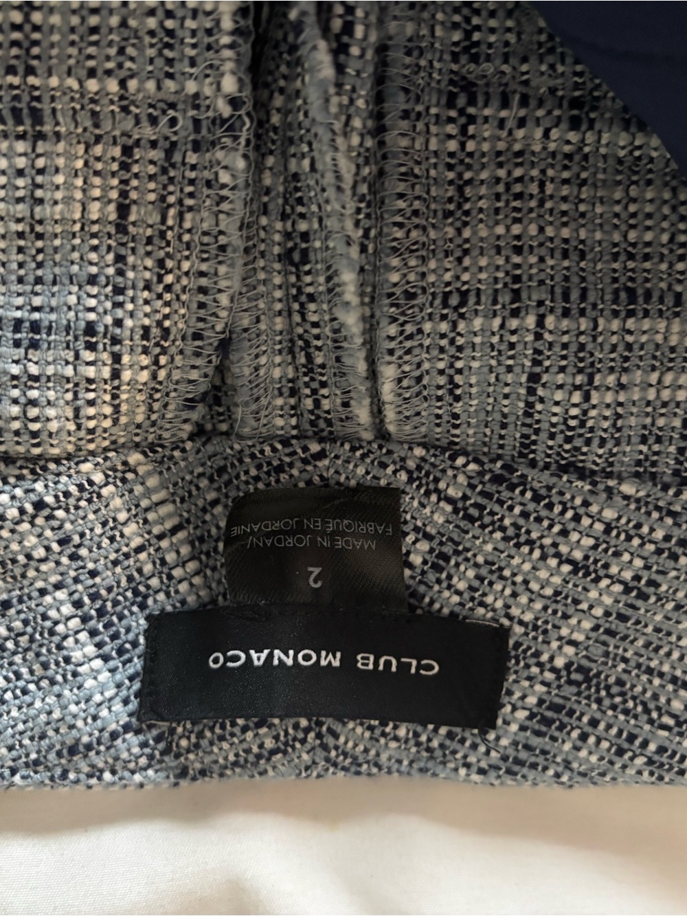 Club Monaco Navy & White Textured Tweed Pants